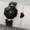 Estilo Coreano Estilo Ins Cinto Feminino Relógio de Pulso Características Placa de Diamante Atmosférico Incrustado com Diamantes Relógio Versátil para Menina Conjunto de Joias