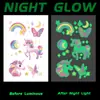 Pegatina de Tatuaje Luminosa Colorida de Unicornio Dibujo Animado Infantil Estilo Lindo Pegatina Impermeable Duradera Brazo de Niña