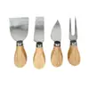 Juego de Cuchillos para Queso de Acero Inoxidable Personalizado por el Fabricante con Mango de Madera, Juego de Cuatro Piezas, Juego de Cuchillos para Queso, Cuchillo para Mantequilla y Pizza, Herramienta para Pasteles