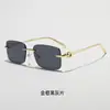 Gafas de sol sin montura con borde cortado, estilo europeo y americano, gafas metálicas personalizadas y de moda para mujer, gafas cuadradas de alta gama para ciclismo, estilo masculino