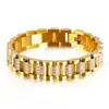 Fuente de comercio electrónico transfronterizo Pulsera de acero inoxidable para hombre europea y americana CNC con incrustaciones de diamantes Oro Tuhao pulsera de acero titanio para hombre