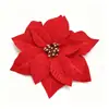 Flor Roja de 22 cm con Chispas de Polvo, Flor Artificial para Decoración de Escenas Navideñas y de Boda, Decoración Étnica, Para Hacer Coronas y Arreglos Florales