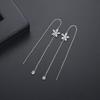 Jinse Aretes de Línea de Oreja de Flor Simple Cobre Set Aretes de Zirconia Forma de Estrella Largos Elegantes para Cara Delgada Joyería para Oreja Delgada para Mujer