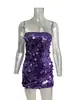 G25D360 - Vestido bodycon sem alças com lantejoulas transfronteiriço para apresentações e aniversários