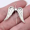 23x 32mm 4.2g plata antigua accesorios para joyería DIY aleación de zinc vintage alas de ángel cuentas de agujero pequeño