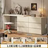 Tocador de Dormitorio Color Crema Estilo Francés con Tocador Integrado, Gabinete de Almacenamiento para Mesita de Noche, Mesa de Esquina para Apartamentos Pequeños con Cajones