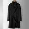 Abrigo de Hombre Cruzado, Estilo de Longitud Media para Otoño e Invierno, Forro Desmontable 100% Lana, Gabardina de Lana de Lujo de Gama Alta para Hombres Jóvenes