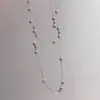 Collar de Perlas Grises para Mujer Diseño de Nicho Cadena para Suéter Cadena Larga Apilada para Clavícula Accesorios