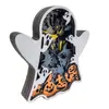 Enfeites de Fantasma de Madeira para o Halloween/Decoração de Cena de Cemitério de Fantasmas/Enfeites de Madeira de Múltiplas Camadas Pequenas Estátuas