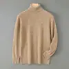Nuevo Suéter de Lana 100% Pura para Hombre Otoño e Invierno Primera Línea Listo para Usar Cuello Alto Holgado Casual Tejido de Lana Suéter