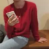 Cárdigan de punto suelto con cuello redondo para mujer, nuevo top casual estilo coreano para otoño 2026, chaqueta única y elegante