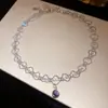 Collar con colgante redondo de circón con incrustaciones de diamantes y encaje, cadena para la clavícula minimalista, joyería de nicho de alta gama para mujer, los más vendidos en Corea y Japón