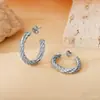 Pendientes de Otoño e Invierno 2024 Moda Elegantes Estéreo de Gama Alta Hebilla de Oreja Hilo Retorcido Anillo Liso Acero de Titanio Femenino con Estilo