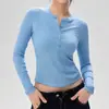 Nueva Camisa Henley de Modal Lenzing para Mujer Top Deportivo de Yoga Camiseta de Corte Ajustado Correr Fitness Manga Larga