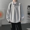 Moletom Pulôver Gola Polo Chenille Retro Americano 2025 Tamanho Grande Lapela Forrado com Fleece Quente Casual Jaqueta Masculina