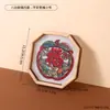 Estética Oriental Bandeja Octagonal de Madera Fondo de Vidrio Caligrafía Auspiciosa Posavasos para Tazas de Té Bandeja de Almacenamiento para Pasteles Artesanías