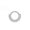 Anillo de Nariz de Titanio G23 con Diamantes Laterales de Circonita Plana, Aro Cerrado para Oreja Sin Costura, Accesorio de Pendiente Estilo Étnico