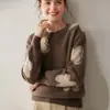 Nuevo Suéter de Cachemira Otoño e Invierno 2025 para Mujer Tejido Jacquard Cuello Redondo Lindo con Forma de Corazón Suéter Base Holgado Suéter Casual