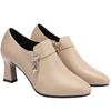 Zapatos de Boca Profunda de una Sola Capa para Mujer, Piel Suave, Tacón Medio, Zapatos de Piel para Otoño 2021, Primavera y Otoño, Zapatos Versátiles para Mujer con Falda, Zapatos de Tacón Alto para Mujer