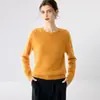 Suéter de cashmere minimalista com gola redonda para mulheres, suéter de lã tricotado versátil de manga longa, novo pulôver de outono e inverno com design de ombro raglã