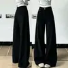 Silhueta em pera, jeans preto de perna larga para mulheres, nova coleção de outono, plus size, cintura alta, modelagem solta, emagrecedor e com design fluido e longo até o chão