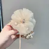 Elástico de Cabelo de Gaze Suave e Elegante com um Toque de Luxo, Cordão de Cabelo com Strass, Versátil para o Dia a Dia, Acessório para Rabo de Cavalo Baixo