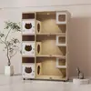 Gabinete para Gatos, Villa para Gatos, Guardería y Cría de Gatos Exhibidor para Tienda de Mascotas, Sala de Parto para Gatos, Criadero de Gatos, Tres Pisos Madera Maciza Leiledezhu