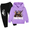 Ropa para Niños con Estampado de Patrón de Fortaleza de Juego Otoño e Invierno Sudadera con Capucha Casual Pantalones Venta Directa de Fábrica Suministro