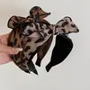 Diadema Coreana Retro Estampado de Leopardo Color Contrastante Lazo Ala Ancha Tela Versátil Simple de Alta Gama Diadema de Parte Superior Alta
