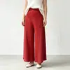 Pantalones anchos de estilo japonés Issey Miyake para mujer, de cintura alta, cintura elástica, corte holgado, con paneles, largo cropped, pantalones casuales versátiles