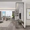 Pantalla de Acero Inoxidable de Lujo Ligero, Partición de Sala de Estar Estilo Nuevo Chino, Celosía Floral Simple Calada para Bloquear el Recibidor, Celosía Decorativa