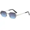Gafas de Sol Metálicas Poligonales Sin Marco, Gafas Pequeñas Personalizadas Estilo Calle Influencer, Gafas de Sol Europeas y Americanas con Protección Solar M5260