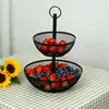 Plato de Fruta Creativo de Doble Capa Nórdico, Bandeja de Fruta de Hierro Forjado, Cesta de Bocadillos para Sala de Estar, Cesta de Almacenamiento de Escritorio para el Hogar, Estilo Europeo Venta al por Mayor de Fábrica
