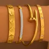 Pulseras Doradas de Acero Inoxidable de Moda Que No Se Desvanecen Fácilmente, Brazaletes Dorados de Joyería de 18 Quilates con Recubrimiento de Oro Real