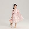 Vestido de flores para niñas de estilo suave, verano 2024, nuevo vestido de princesa dulce rosa para niñas, vestido largo para niñas pequeñas
