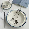 Conjunto de Talheres Ocidentais Zhanchang Clássico Simples Doméstico de Aço Inoxidável Faca, Garfo e Colher para Bife Massa Lanche