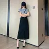 Falda vaquera blanca cruzada europea y americana para mujer 2024 nuevo diseño abertura moda cintura alta falda ajustada