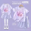 Verano Maravilloso Lindo Estilo Princesa para Niñas Dibujos Animados Lindos Conjunto Deportivo para Niños Secado Rápido Camiseta de Manga Corta y Pantalones Cortos