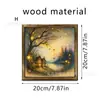 Nuevo Modelo de Comercio Exterior: Marco de Madera Artesanal con una Escena Rural de Otoño de un Campo de Calabazas y un Ciervo bajo Hojas de Arce
