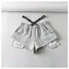 Shorts de Cintura Alta para Mulheres no Verão Estilo Sexy Cintura Elástica Etiqueta na Cintura Soltos de Perna Larga Casuais Hot Pants