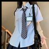 Uniforme jk japonés estilo universitario holgado versátil chic camisa a rayas camisa de manga corta para mujer verano nuevo top