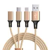 Cable de carga rápida USB 3 en 1 con diseño trenzado tipo C, adecuado para múltiples colores y modelos