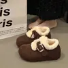 Sapatos Birkenstock Aveludados Femininos 2026 Moda Inverno Novo Estilo Totalmente Cobertos de Pelúcia Espessos Botas de Neve Sola Plana Quentes Sapatos de Algodão