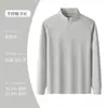 Nueva Camiseta de Manga Larga Antibacteriana Microelástica con Cuello Alto y Media Cremallera para Hombre, 25 Primavera Temprana, Tops para Deportes al Aire Libre y para Usar Afuera