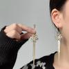 Brincos Longos Versáteis Estilo Coreano com Strass, Brincos Modernos com Franjas de Flor