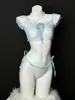 Roupa de Dormir Sexy Transparente com Bolinhas e Flores Cruzada Nova Conjunto Strappy Splicing Suspensório Top Shorts