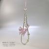 Cadena para teléfono móvil de bola rosa original con mariposa grande, adornos de cuentas, nueva pulsera linda, accesorios pequeños frescos para mujer