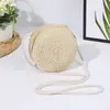 Moda de Verano Bolso Redondo de Paja para Niños Bolso Cruzado Geométrico de Gran Capacidad Bolso de Hombro Tejido Regalo de Vacaciones
