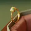 Anillo de Bambú de Jade Hetian Natural Plata de Ley s925 Chapado en Oro Nuevo Estilo Chino Esmalte Estilo Nacional Anillo de Azúcar de Alta Calidad