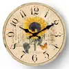 Pintura 2D sin marco Reloj de pared de flores Redondo 10 pulgadas Reloj digital Simple Creativo Hogar Barrido de segundos Reloj Venta caliente transfronteriza